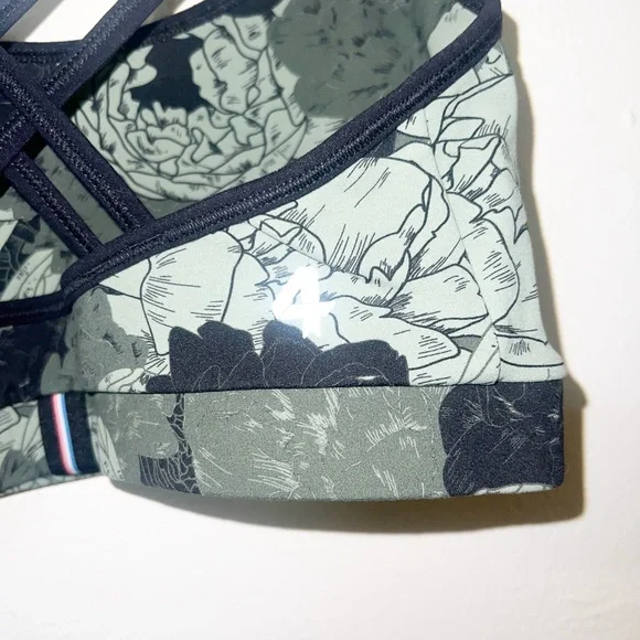 Four Laps vitality athletic fit peonies print thyme olive green new bra - Picture 5 of 14